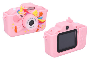 Detský digitálny fotoaparát silikónové púzdro jednorožec - foto 48Mpx video Full HD
