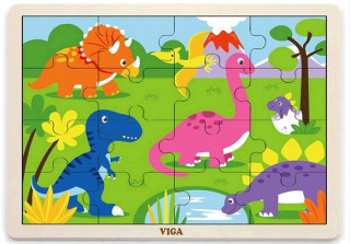 Drevené puzzle 16 dielikov - dinosaury