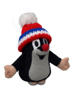 Krtko 10 cm plyšový s kulichechom červený-trikolóra, plyšová hračka