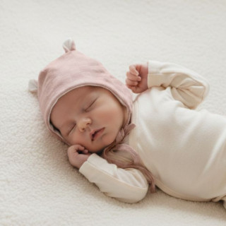 Dojčenská čiapka zaväzovacia s uškami Obdĺžnik ružová Babyservice