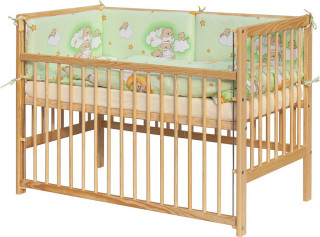 Detská postieľka s kompletnou výbavou 120 x 60 cm, mráčik zelená Scarlett