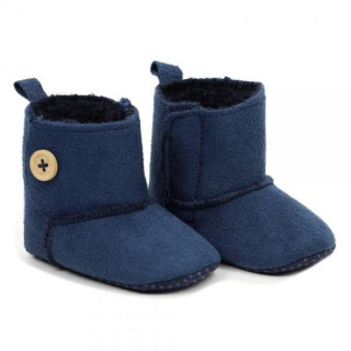 Semiškové dojčenské capáčky/topánočky s kožúškom granátové Yo!