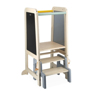 Drevená učiaca veža 3v1 so schodíkmi a tabuľou Janod