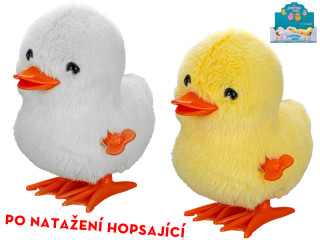 Kačička plyšová po natiahnutí skáče, 9 cm, 2 farby