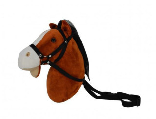 Konská hlava s popruhom plyš 30 cm so zvukom tmavo hnedý