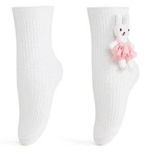 Biele ponožky s aplikáciou zajačika v šatách Veľ. 23-29
