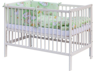 Detská postieľka s kompletnou výbavou 120 x 60 cm, mráčik zelená Scarlett