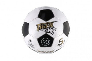 Lopta futbalová šitá koža 23 cm veľ. 5 čierno-biely