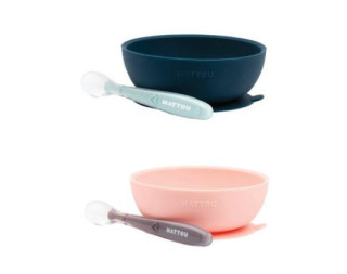 Jedálenský set silikónový bez BPA 2 ks miska a lyžička