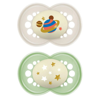 Cumlík Ortodonický Original Night 6 m+Mam Šedá+Zelená