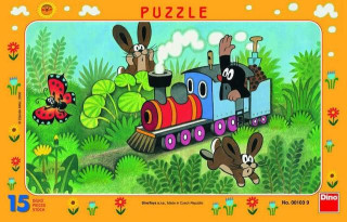 Puzzle doskové Krtko a lokomotíva 15 dielikov