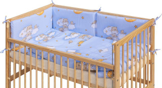 Detská postieľka s kompletnou výbavou 120 x 60 cm, mráčik modrá Scarlett