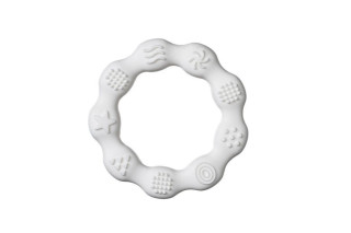 Hryzátko koliesko silikón 8 cm biele