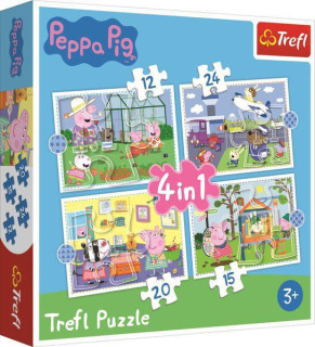 Puzzle 4v1 Peppa Pig/Prásiatko Pepa Spomienka na prázdniny, 12+15+20+24 dielikov