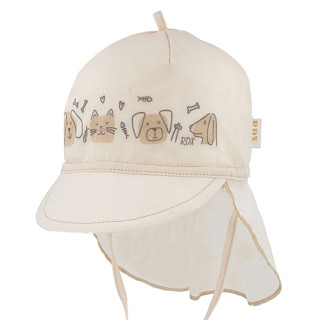 Letná šiltovka viazacia s plachetkou béžová psík a mačička RDX