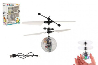 Vrtuľníková guľa lietajúca svietiaca reagujúca na pohyb ruky s USB priehľadná