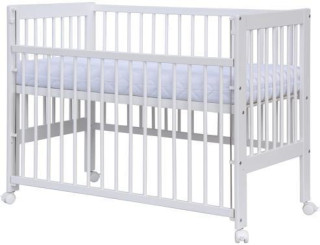 Detská postieľka Kamila - biela (borovica), sťahovacia bočnica 120 x 60 cm Scarlett 2. AKOSŤ