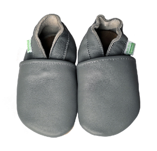 Kožené capáčky Barefoot Veľ. L (12-18 mes.) Hopi Hop TMAVO ŠEDÉ