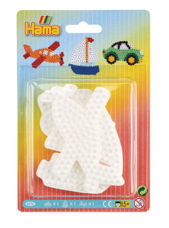 Zažehľovacie korálky - MIDI Podložka, 3ks Auto, plachetnica, lietadlo Hama