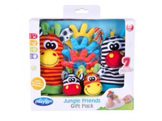 Playgro - Darčekový set hrkajúce ponožky a náramky Jungle Friends