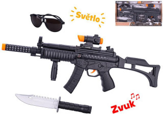 Samopal 44 cm na batérie so svetlom a zvukom s doplnkami 3 ks