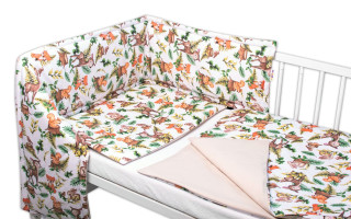 3-dielna sada Mantinel s obliečkami Baby Friends biele/béžové 135x100 cm Baby Nellys