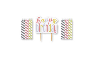 Set sviečok - ružovo-zlatý Happy Birthday! 13 ks