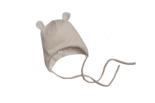Dojčenská čiapka zaväzovacia s uškami Vlnky smotanová Babyservice