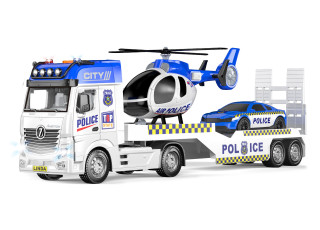 Auto polícia ťahač 55 cm a helikoptéra s efektmi