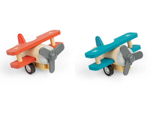 Drevené naťahovacie lietadlo Dvojplošník Bigjigs Toys