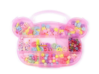 Sada korálikov s gumičkou v boxe medvedík