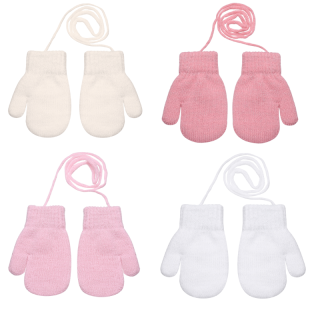 Zateplené zimné rukavice so šnúrkou trblietavé 4 - 6 rokov