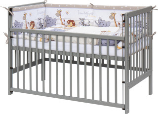 Detská postieľka s kompletnou výbavou ZOO 120 x 60 cm béžová Scarlett