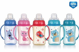 Tréningový hrnček Cute Animals so silikónovým náustkom a úchytmi Mix