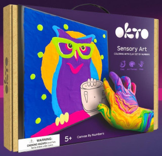 Sova výtvarná sada maľovania hmotou podľa čísel 29 x 29 cm Okto