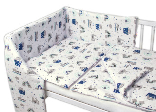 3-dielna sada Mantinel s obliečkami Mačičky granátová/biela 135x100 cm Baby Nellys