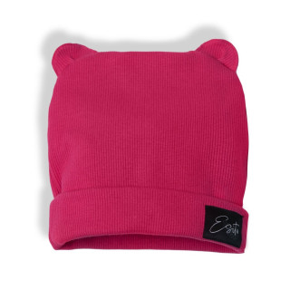 Zimná rebrovaná čiapka s uškami Color HOT pink Esito ružová