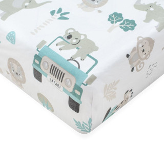 Bavlnená prestieradlo do postieľky Safari II 120 x 60 cm New Baby