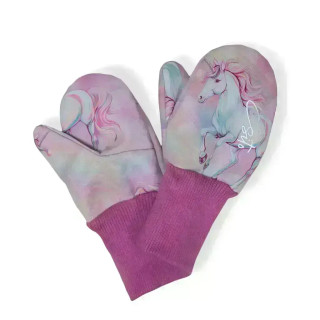 Palcové rukavice softshell Jednorožec ružové Esito
