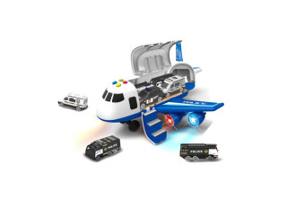 Policajné lietadlo s nákladným priestorom + 3 autíčka