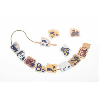 Navliekacie dopravné prostriedky - navliekací set - 13 drevených dielov a 8 predlôh Cubika