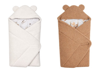 Oteplená zavinovacia deka s kapucňou bavlna 90 x 90 cm Baby Nellys