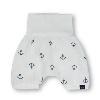 Detské kraťasy mušelín Anchor biele Esito
