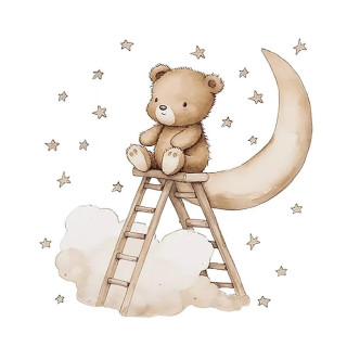 Nástenné samolepky do detskej izby Teddy bear on a ladder Sipo