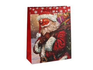Vianočná darčeková taška s glitrami 32 x 26 x 10 cm Santa 8