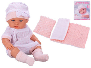 Bábätko tvrdé telo 33 cm ružové s perinkami