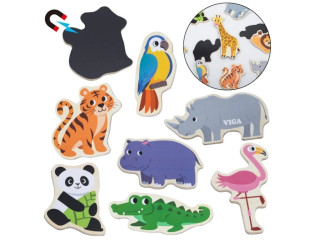 Drevené magnety 20 ks divé zvieratká Viga