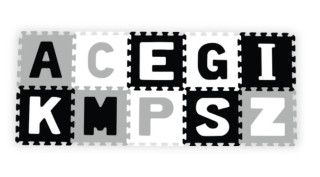 Penové puzzle, podložka Písmená, 10 ks, šedá/čierna/biela, BabyOno