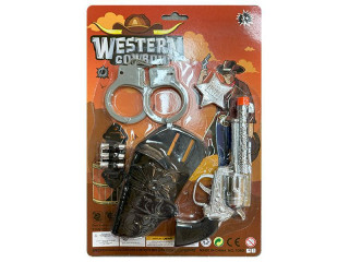 Western set - kolt klapací 19 cm s puzdrom a doplnkami