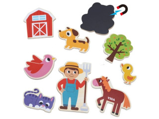 Drevené magnety 20 ks domáce zvieratká Viga